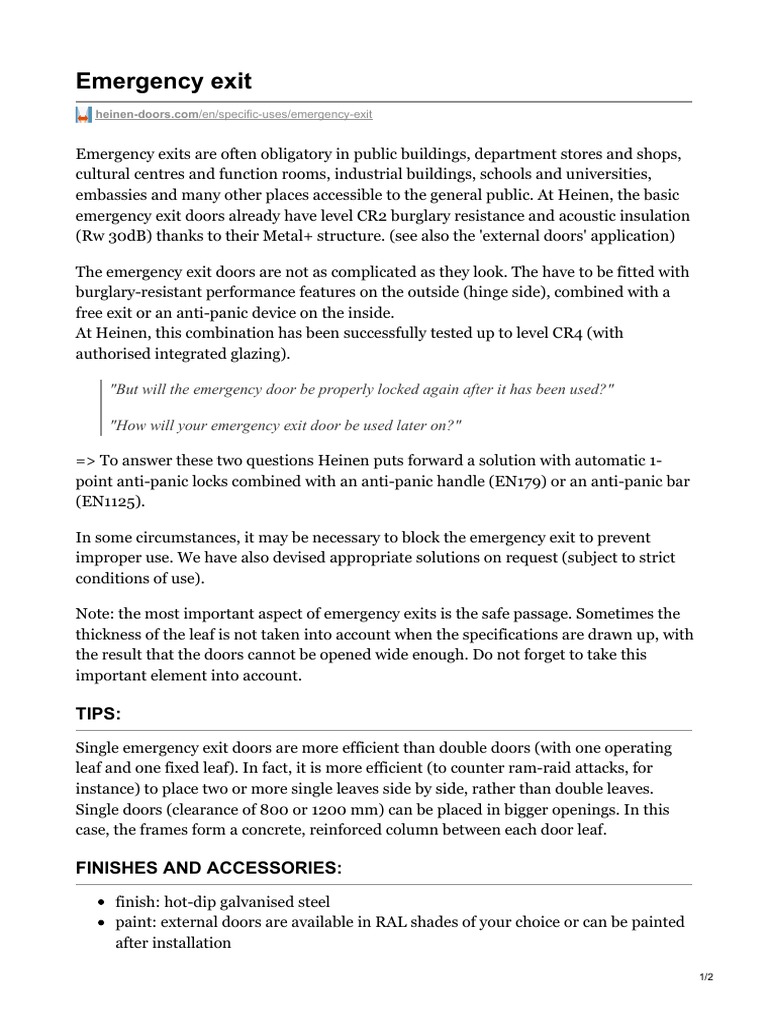 Emergency Exit Door Solutions Guide | PDF