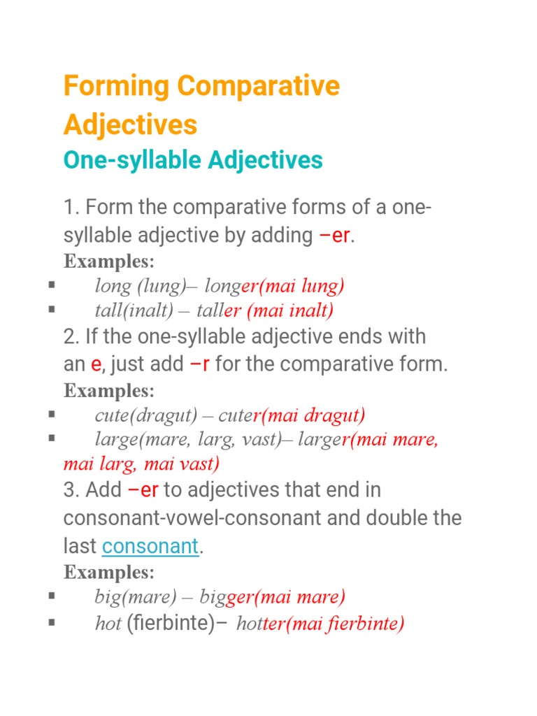 Forming Comparative Adjectives Guide | PDF | Language Arts & Discipline ...