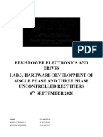 Ee325 Power Electronics and Drives Lab 3: Hardware Development of Single Phase and Three Phase Uncontrolled Rectifiers 4 September 2020