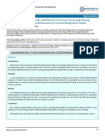 Knowledge, Attitude and Practice of Cancer Screening Among Health Care Professionals in A Central Hospital in Nepal