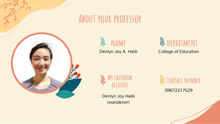 About Your Professor: Name Department | PDF | Wellness