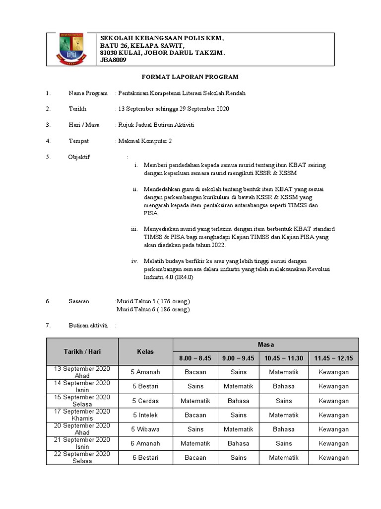 Laporan Pkl 2020 Sk Polis Kem Pdf