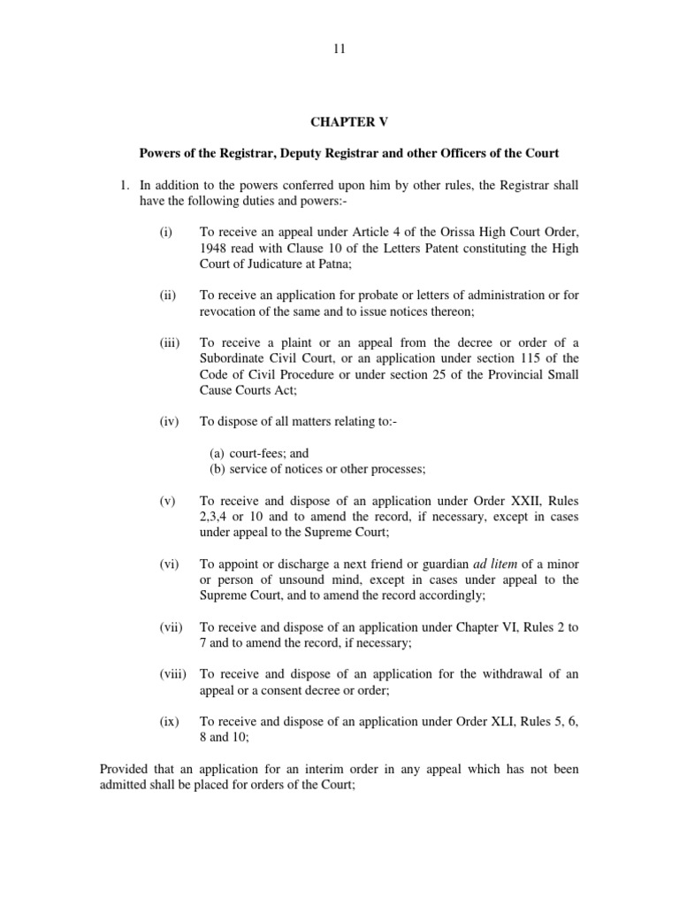 Powers of The Registrar, Deputy Registrar and Other Officers of The