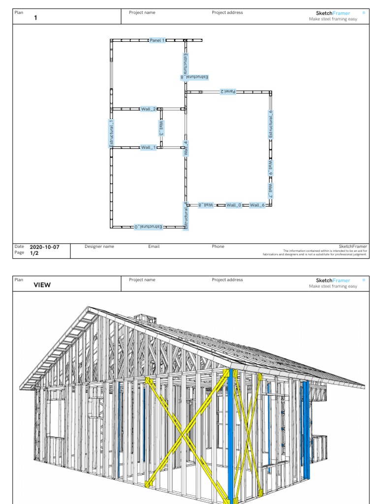 Sketch: Plan Project Name Project Address Make Steel Framing Easy | PDF