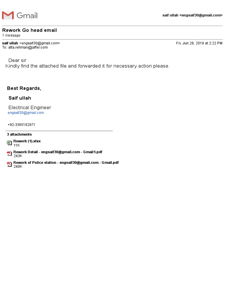 Rework Project Email and Attachments | PDF