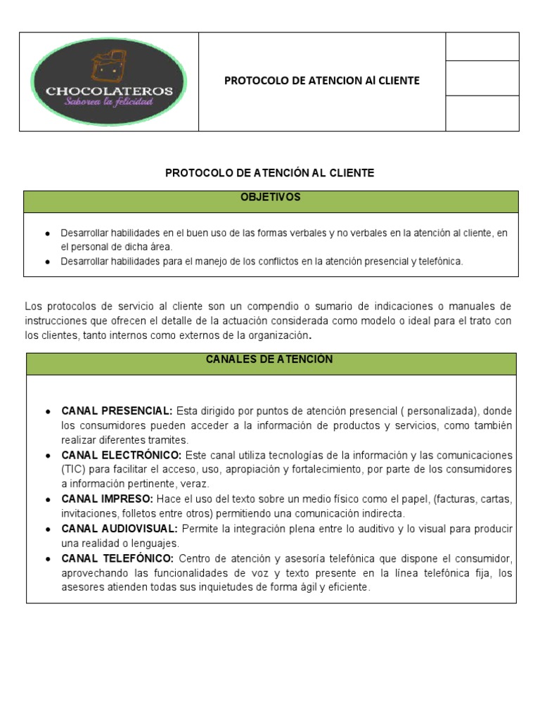Protocolo de Atención al Cliente | PDF | Servicio al Cliente | Cliente