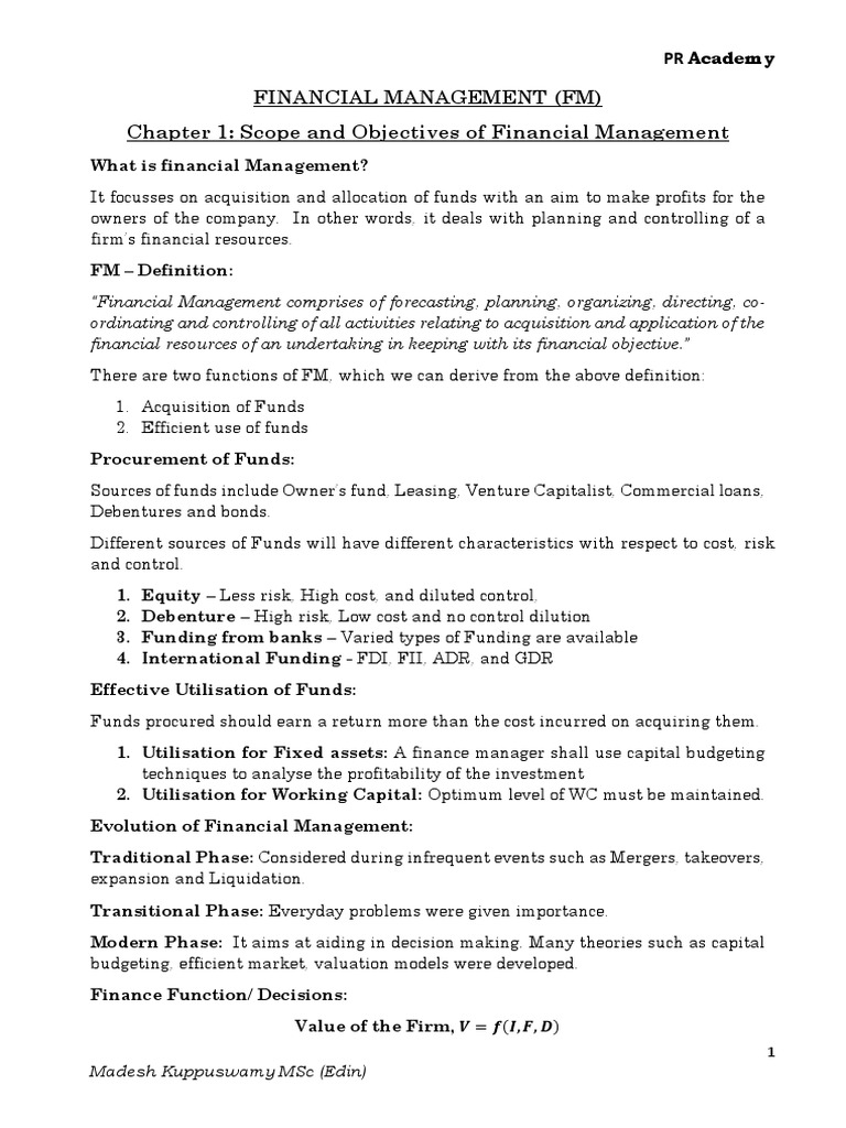 FM Chapter 1 Notes PDF | PDF | Capitalism | Investing