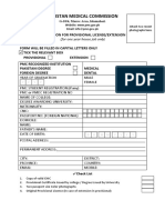 Application For Provisional License (For One Year House Job Only) New