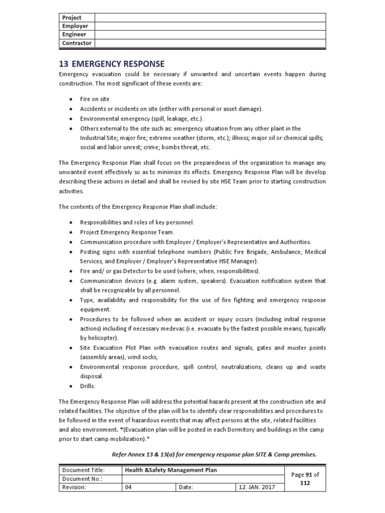 13 Emergency Response Project Employer Engineer Contractor PDF
