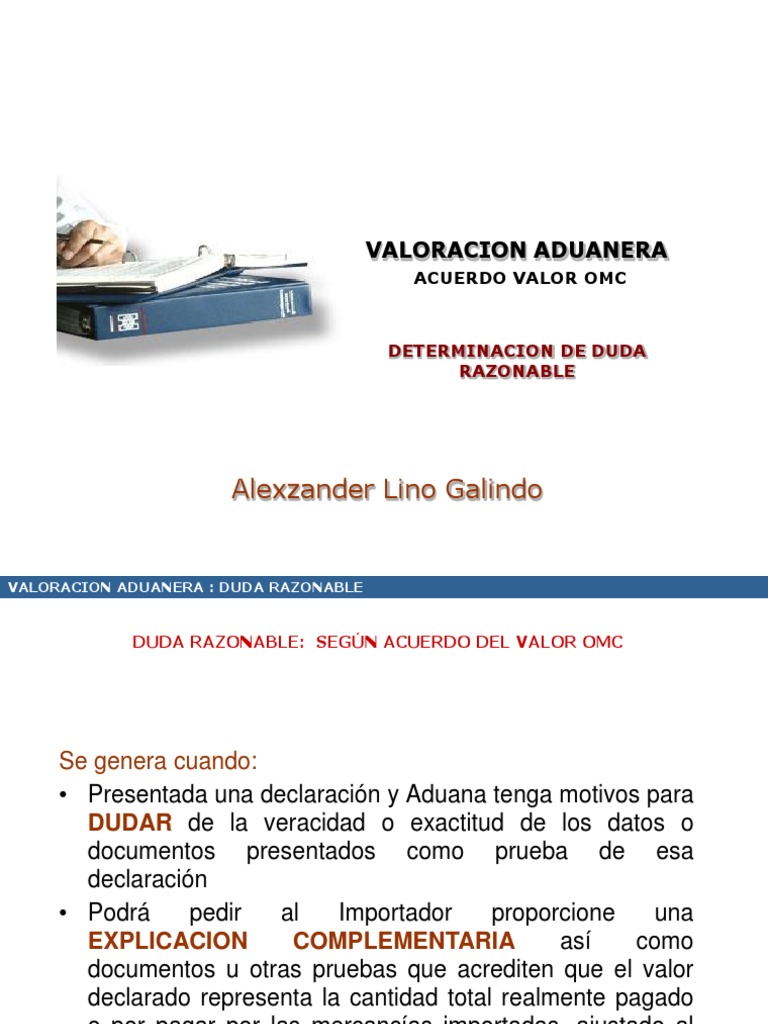 Duda Razonable en Valoración Aduanera | PDF | aduana | Información del ...