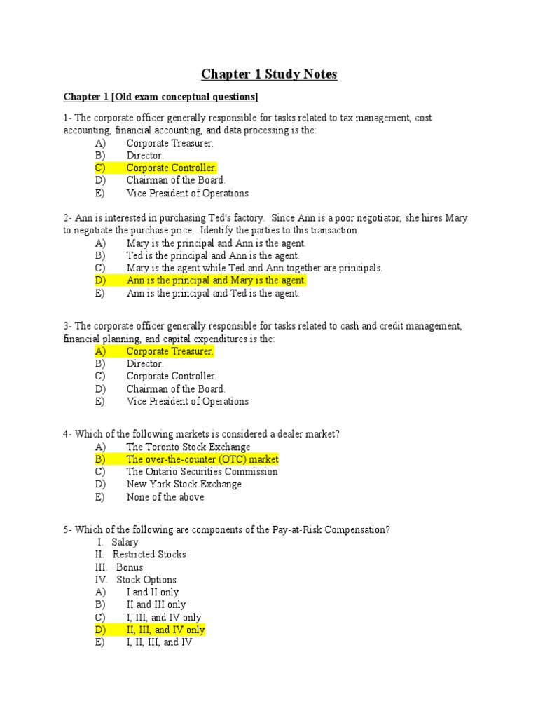 Chapter 1 Study Notes Chapter 1 Old Exam Conceptual Questions Pdf