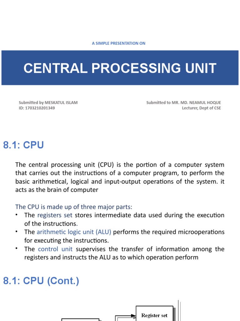 Overview of Central Processing Unit | PDF | Central Processing Unit ...