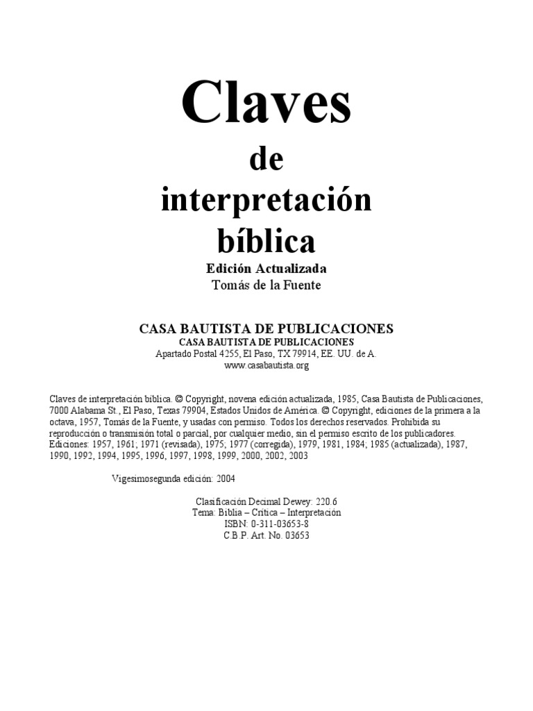 Claves de Interpretacion Biblica PDF Nuevo Testamento Biblia