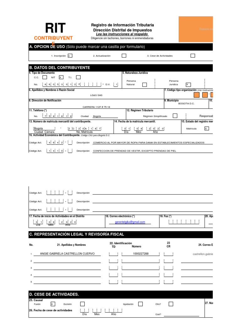 Registro de Información Tributaria RIT | PDF