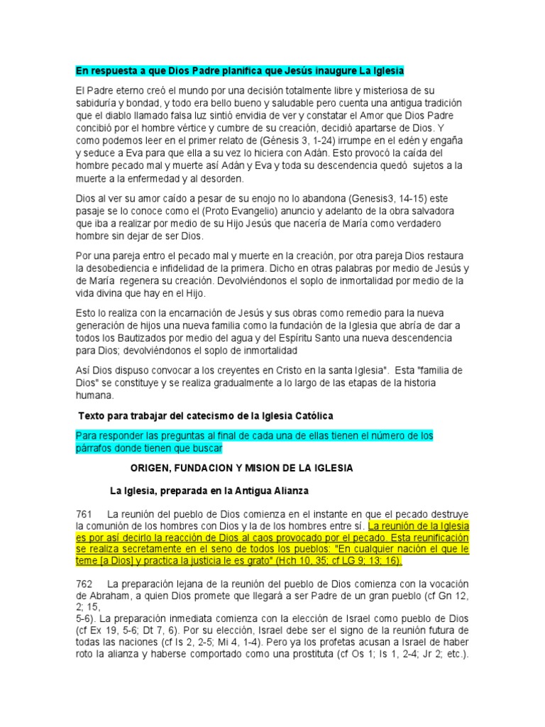 Origen, Fundacion y Mision de La Iglesia | PDF | Jesús | Iglesia Católica