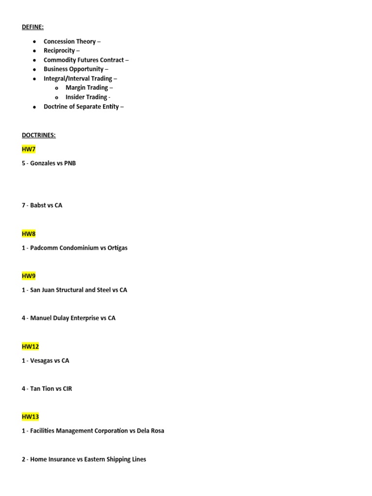 Concession Theory Reciprocity Commodity Futures Contract Business