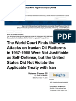 The World Court Finds that U.S. Attacks on Iranian Oil Platforms in 1987-1988 Were Not Justifiable as Self-Defense, but the United States Did Not Violate the Applicable Treaty with Iran | ASIL