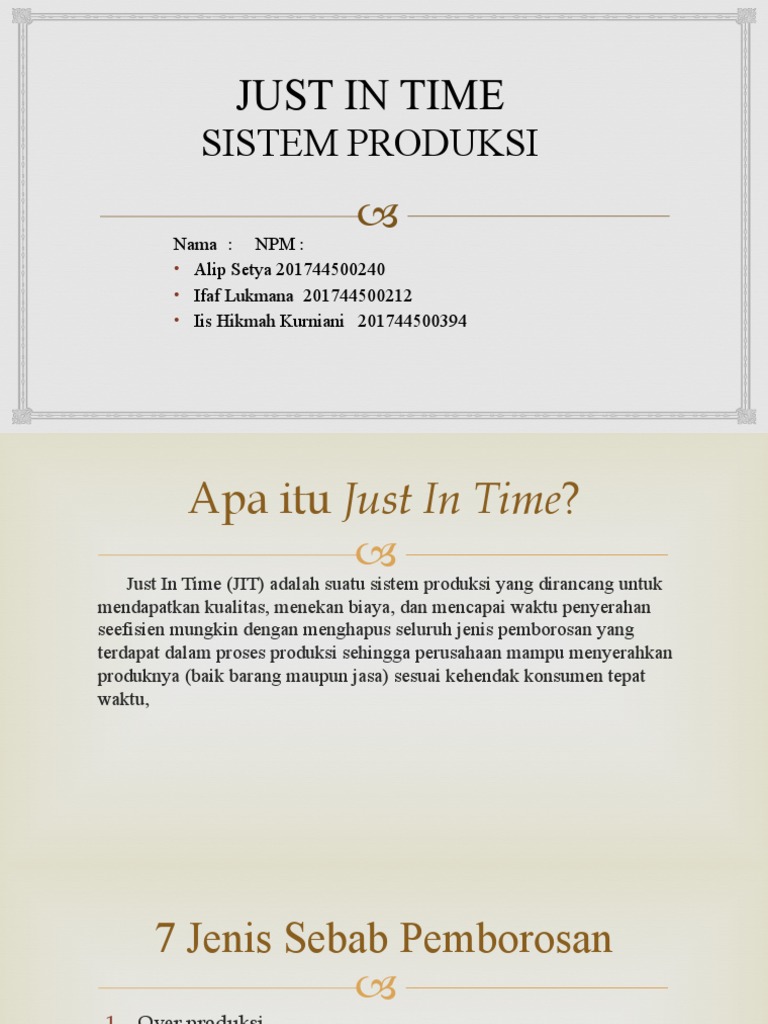 Sistem Produksi Just In Time (JIT) | PDF | Teknologi & Rekayasa