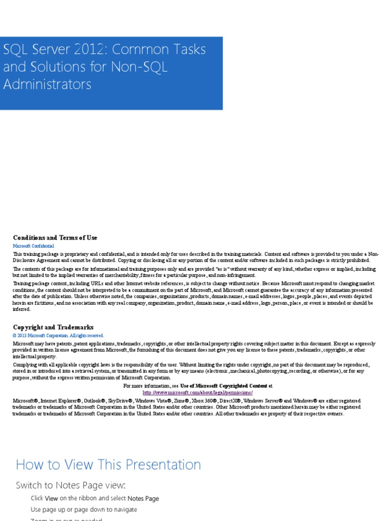 SQL Server 2012: Common Tasks and Solutions For Non-SQL Administrators ...