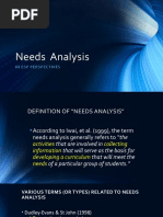 Needs Analysis: in Esp Perspectives