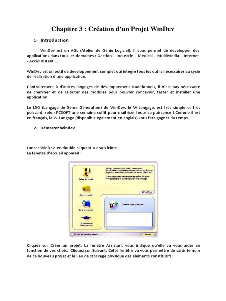Création de projets avec WinDev | PDF | Environnement de développement ...