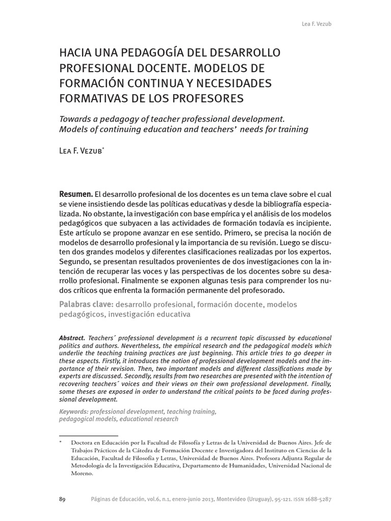 Modelos de Desarrollo Profesional Docente | PDF | Investigación para la ...