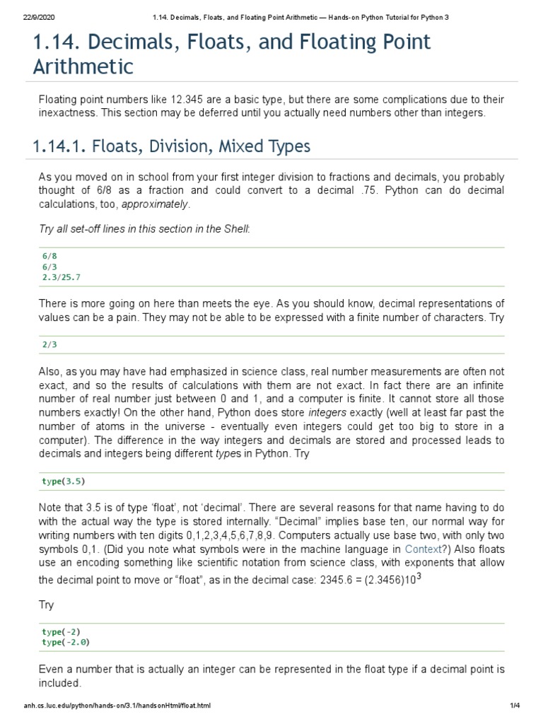 Decimals, Floats, and Floating Point Arithmetic Tutorial For Python 3 ...