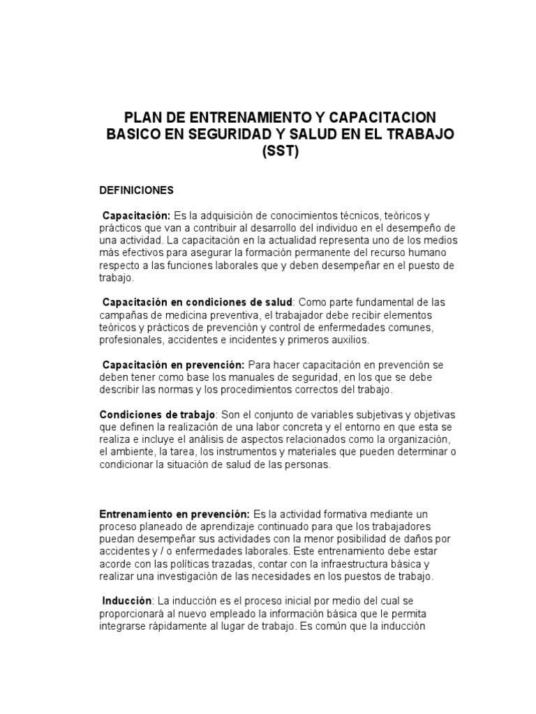 Entrenamiento Básico en Seguridad Laboral | PDF | Seguridad y salud ...