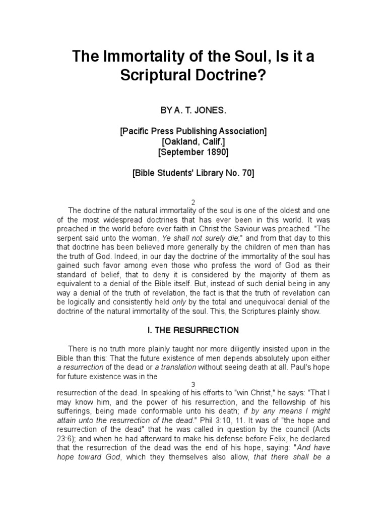 The Immortality of The Soul, Is It A Scriptural Doctrine | PDF | Last ...