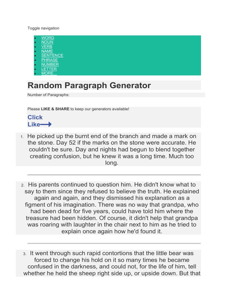 Random Paragraph Generator Tool | PDF | Writers | Word