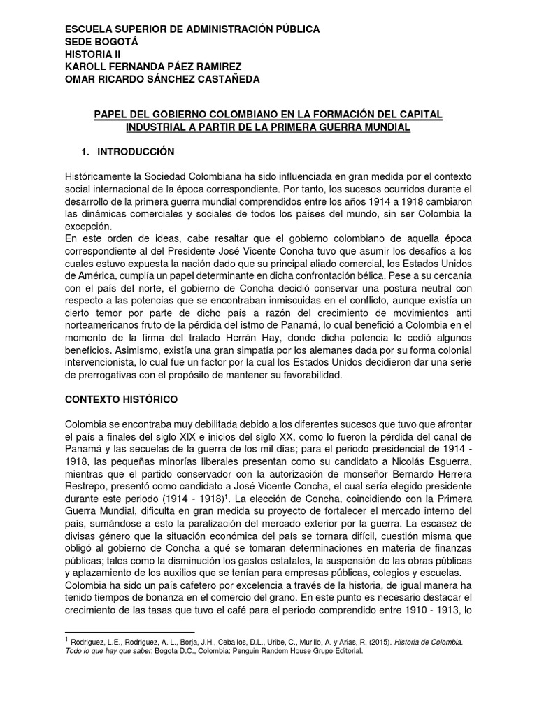 Impacto de la Primera Guerra en Colombia | PDF | Colombia | Bogotá