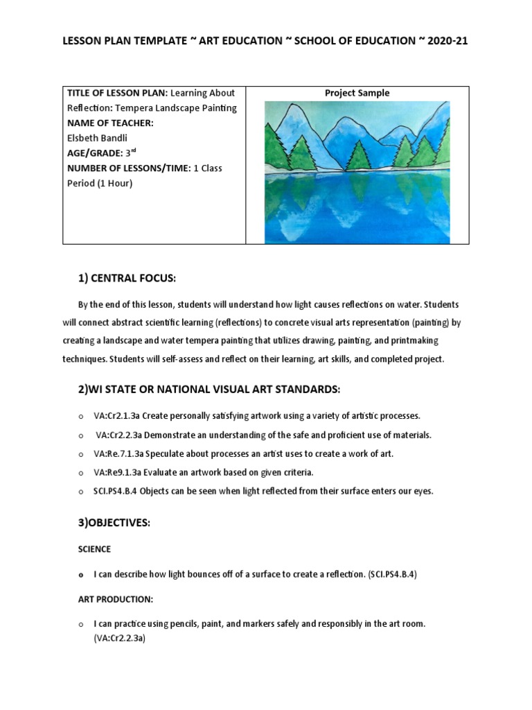 Arts Integration Lesson Plan | PDF | Lesson Plan | Paintings