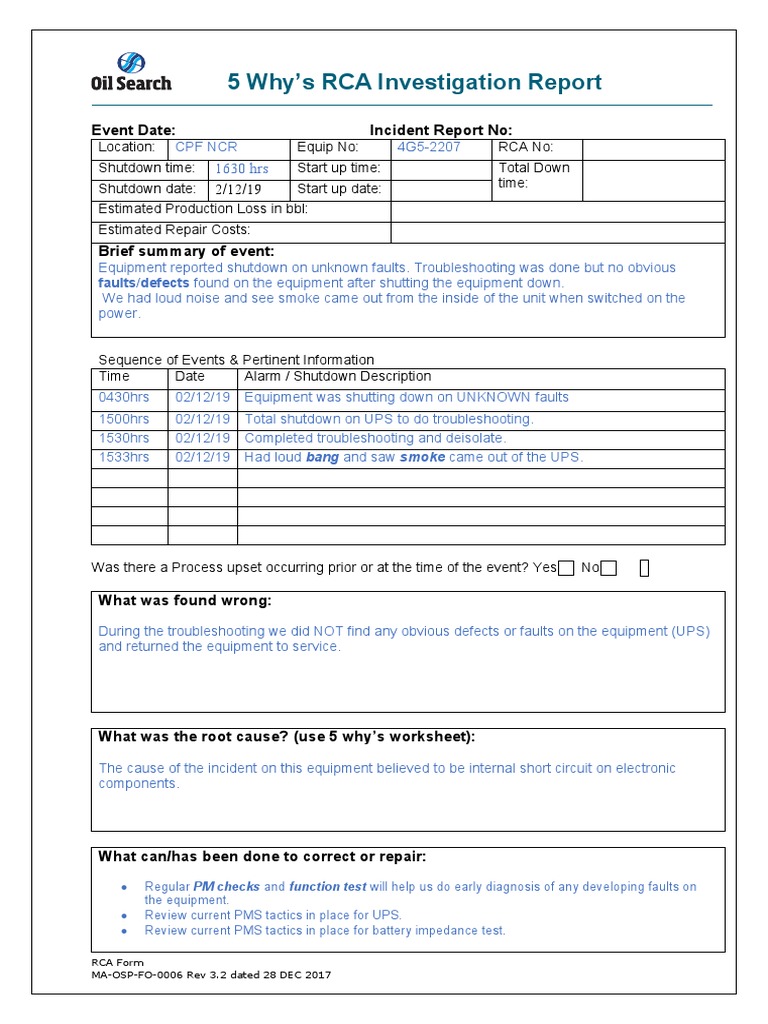 RCA Report: UPS Shutdown Analysis | PDF | Troubleshooting ...