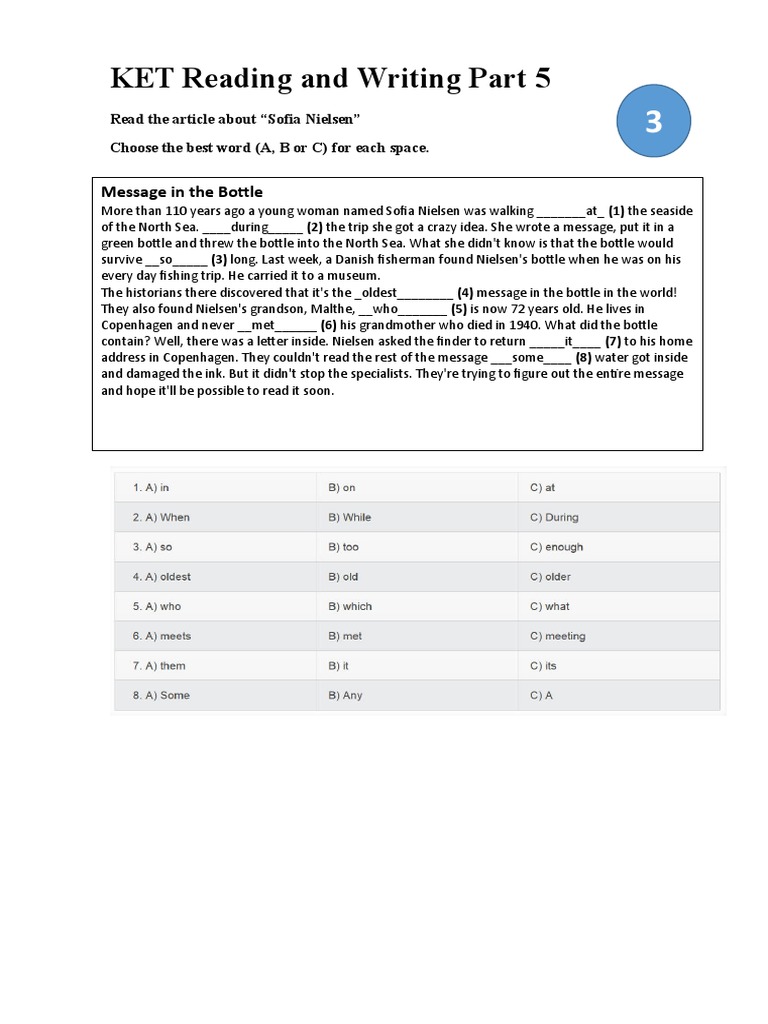 3 KET Reading and Writing Part 5 PDF