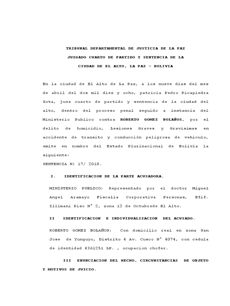 Sentencia Condenatoria | PDF | Castigos | Homicidio