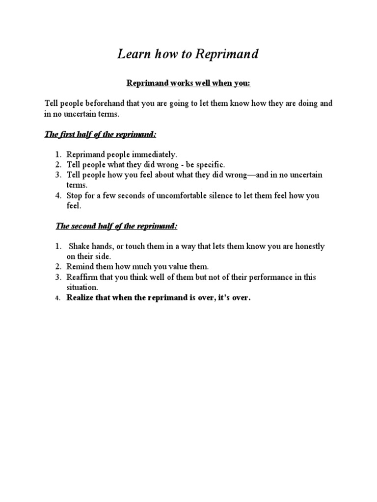 Effective Reprimanding Techniques | PDF | Self-Improvement
