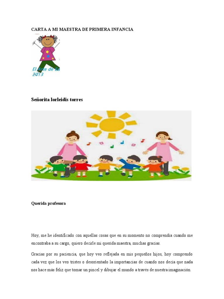 Carta de agradecimiento a mi maestra | PDF | Relaciones personales ...