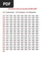 Números del 400 al 500 en Letras | PDF