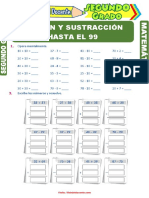 Adición y Sustracción Hasta El 99 para Segundo Grado de Primaria