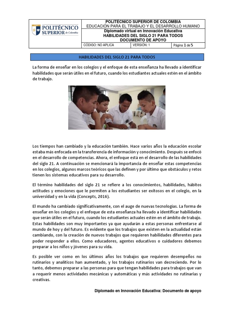 Habilidades Siglo 21 en Educación | PDF | Plan de estudios | Toma de ...