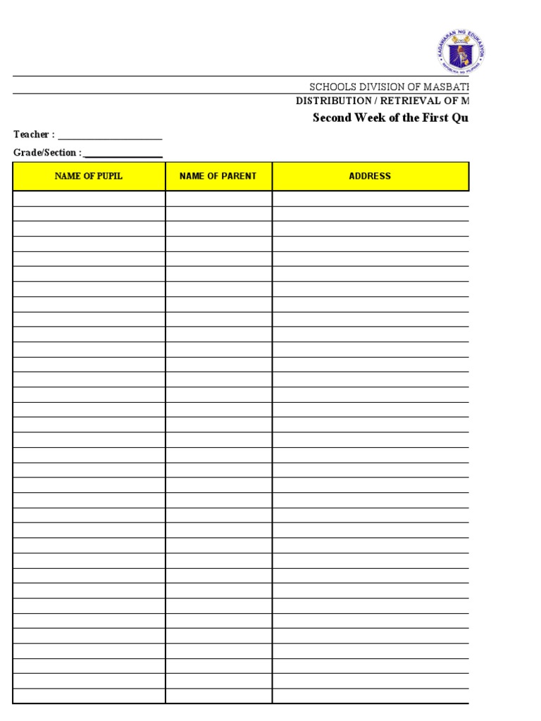 Masbate City Module Distribution Log | PDF