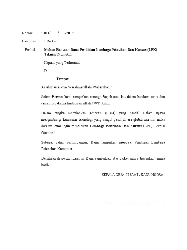 Proposal Pendirian LPK Otomotif | PDF | Karier & Perkembangan