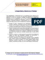 Política Seguridad Salud Trabajo CGS Andamiaje Puntales