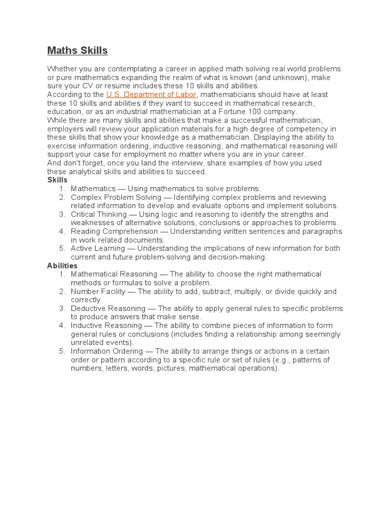 Essential Maths Skills for Career Success | PDF | Career & Growth