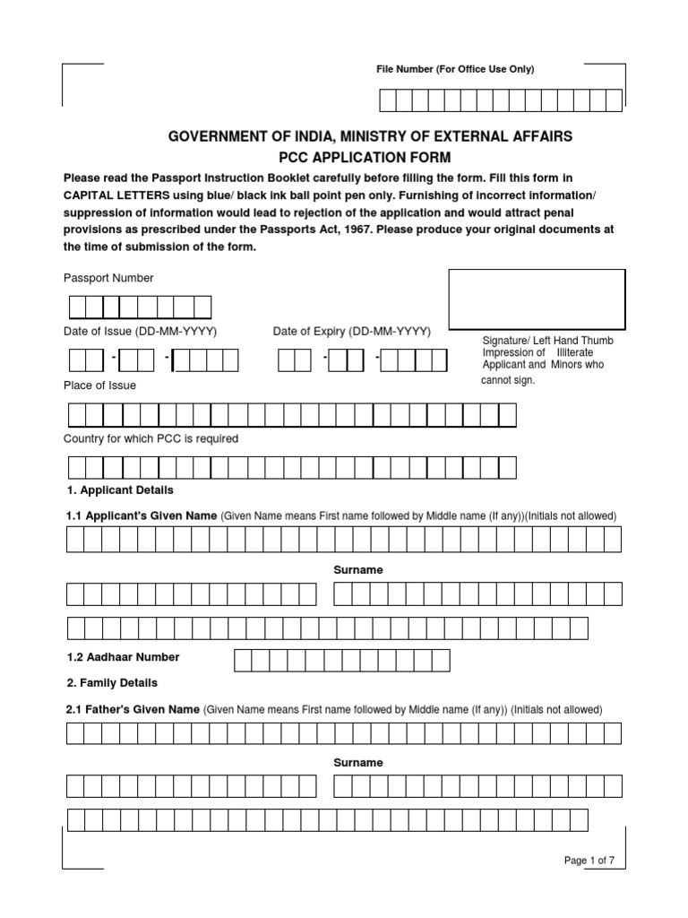PCC Application Form V1.0 PDF Summons Passport