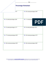 Percentage Worksheet: Name: - Date