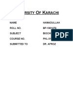 Niversity F Arachi: Name Hamadullah Roll No. BP-1901076 Subject Biochemistry Course No. PHL-311 Submitted To Dr. Afroz