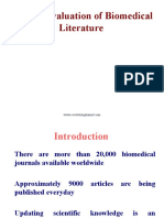Critical Evaluation of Biomedical Literatures