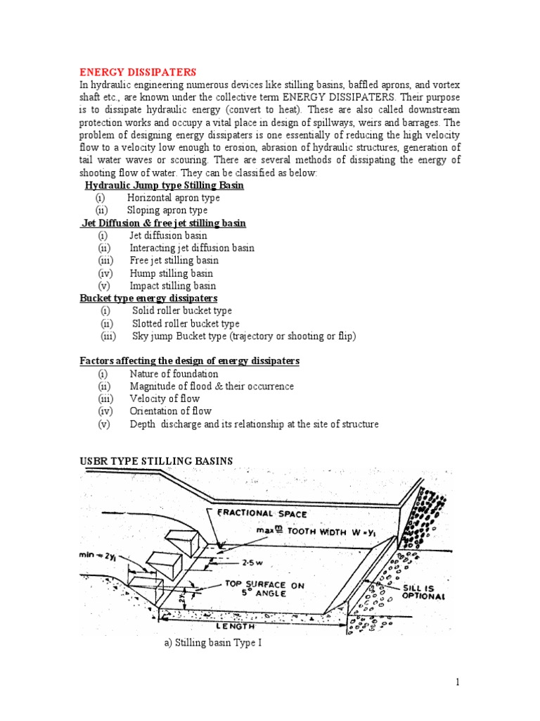 Energy Dissipaters Hydraulic Jump Type Stilling Basin PDF