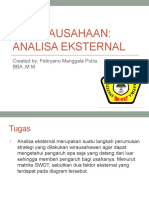 Tugas Kewirausahaan: Analisa Eksternal: Created By: Febryano Manggala Putra BBA.,M.M